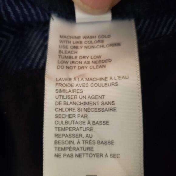 Urban Outfitters 100% Cotton Wide Leg Pleated Herringbone High Rise Blue Pant XS - Picture 11 of 13